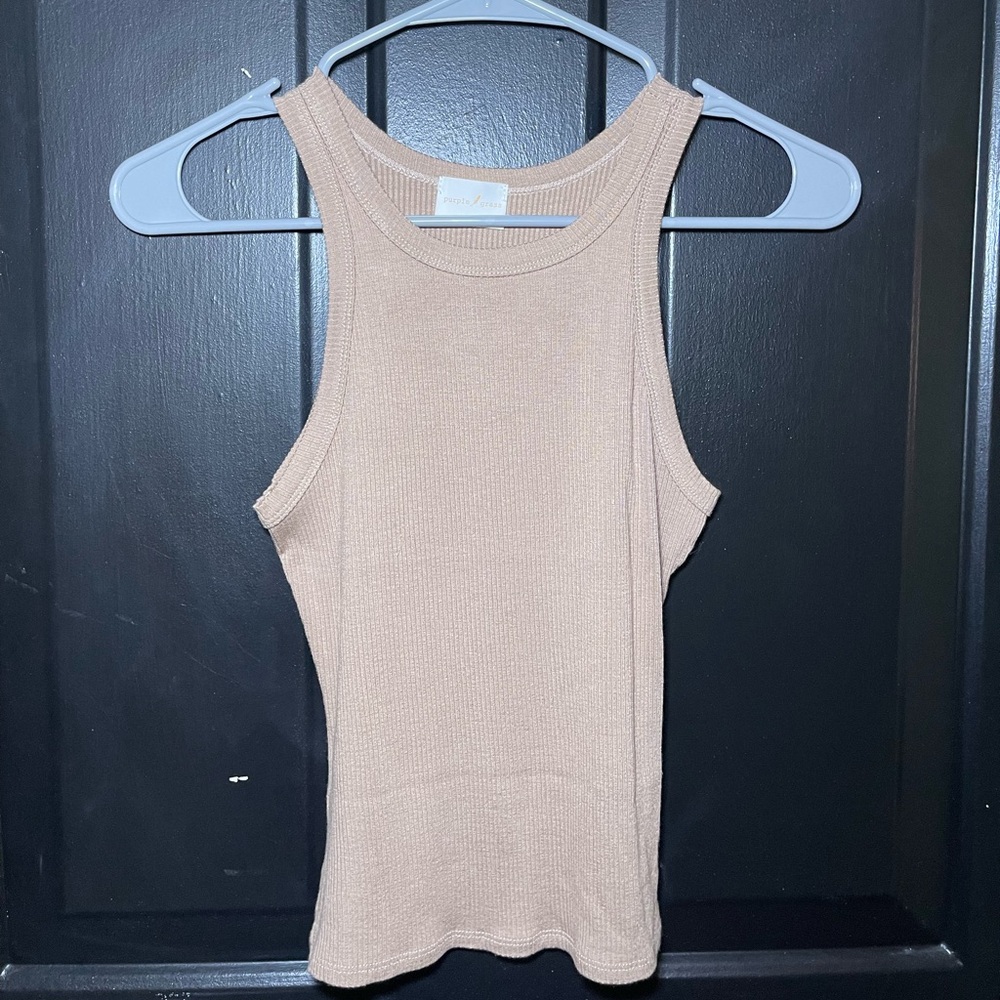 Light Brown/Tan Purple Grass Racerback Tank Top